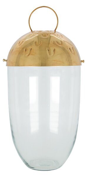 Skleněná lucerna Acho Clear/Gold 33 cm