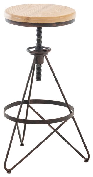Industriální barová židle Karla kov / dřevo - Bronzová