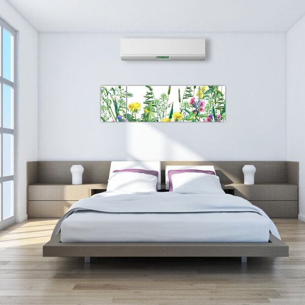 Obraz - Malované luční kvítí (170x50 cm)