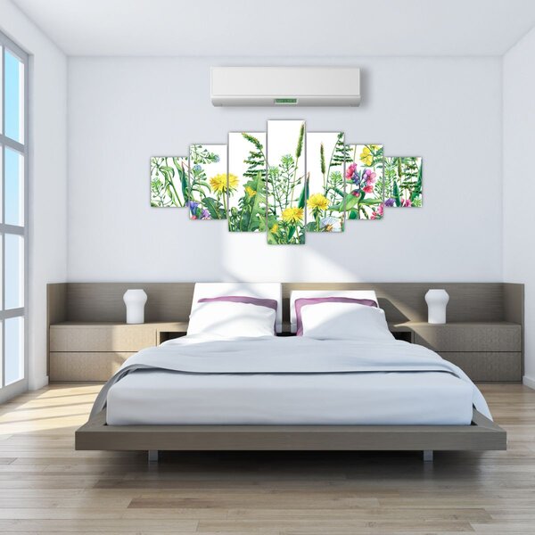 Obraz - Malované luční kvítí (210x100 cm)