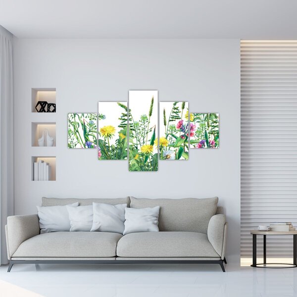 Obraz - Malované luční kvítí (125x70 cm)