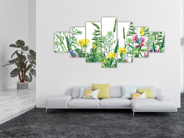Obraz - Malované luční kvítí (210x100 cm)