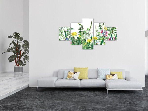 Obraz - Malované luční kvítí (125x70 cm)