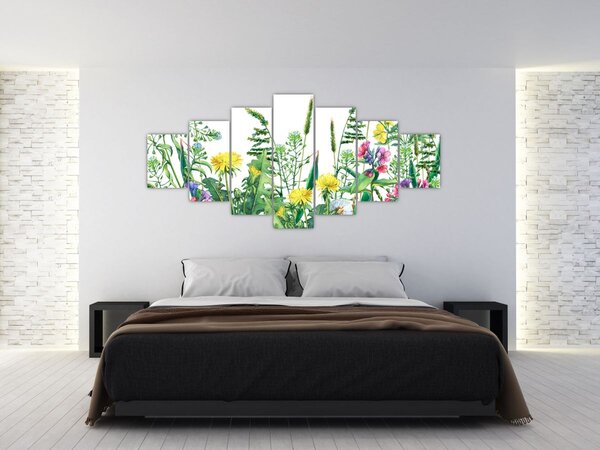 Obraz - Malované luční kvítí (210x100 cm)