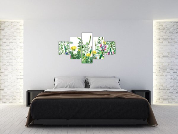 Obraz - Malované luční kvítí (125x70 cm)