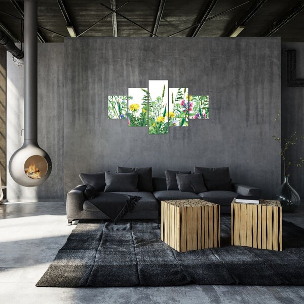 Obraz - Malované luční kvítí (125x70 cm)