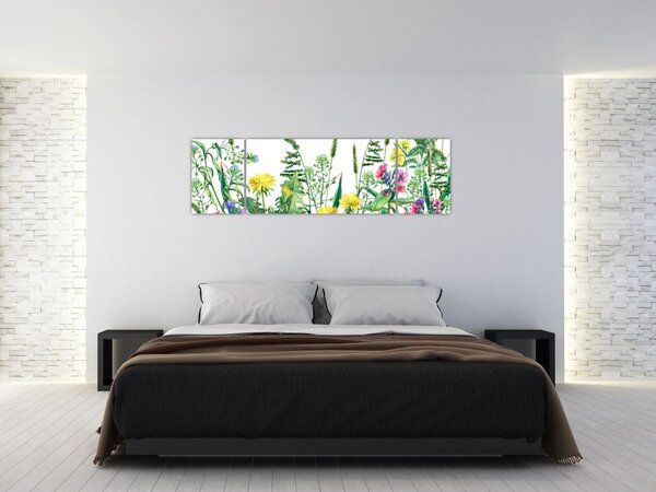 Obraz - Malované luční kvítí (170x50 cm)