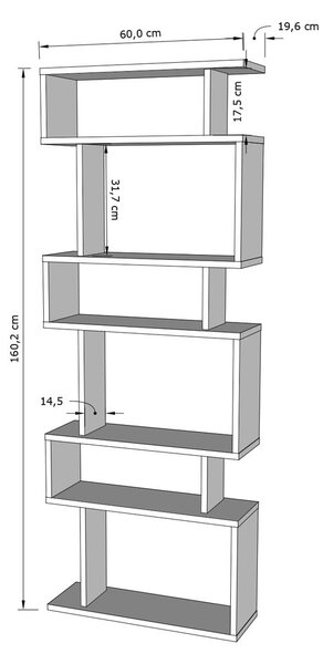 Bílá/přírodní knihovna v dekoru dubu 60x160 cm Bates – Kalune Design