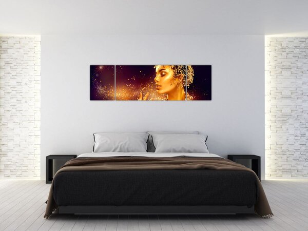 Obraz - Zlatý makeup (170x50 cm)