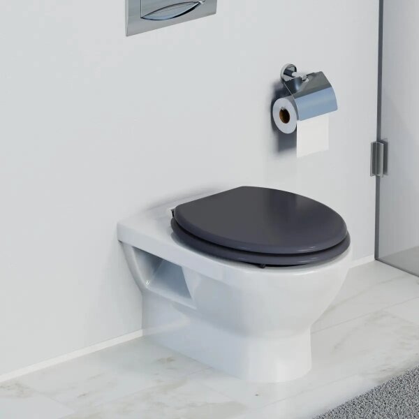 Schütte 80104 - Záchodové prkénko SPIRIT ANTHRAZIT SoftClose MDF dřevo