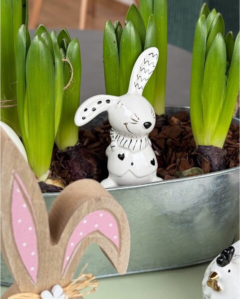 Keramický zajíček BUNNY BACK 10 cm bílý