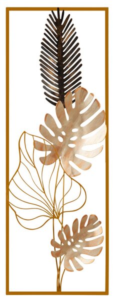Hanah Home Nástěnná kovová dekorace Listy 32×90 cm zlatá