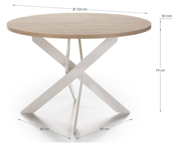 Kulatý jídelní stůl s deskou v dubovém dekoru ø 120 cm Ther – Marckeric