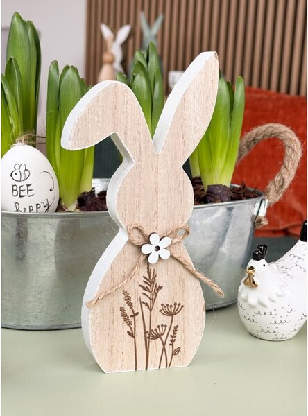 Velikonoční dřevěný zajíc FLORAL RABBIT 20 cm