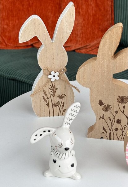 Velikonoční dřevěný zajíc FLORAL RABBIT 20 cm