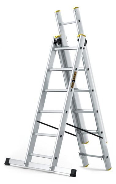 Hliníkový žebřík 3x6 příček třídílný DRABEST DW3-6 PRO