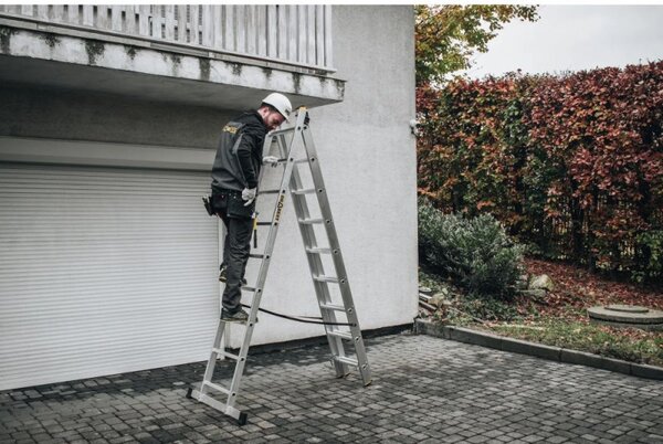 Hliníkový žebřík 3x9 příček třídílný DRABEST DW3-9 PRO