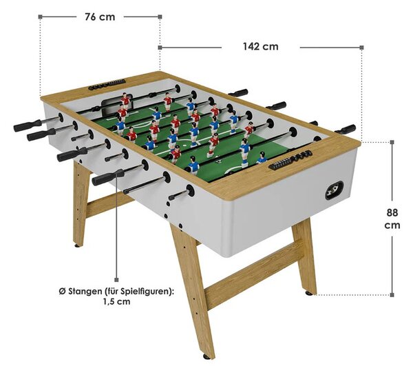 Juskys Stolní fotbal 142x76x88 cm - přírodní/bílý
