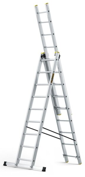 Hliníkový žebřík 3x9 příček třídílný DRABEST DW3-9 PRO