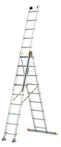 Hliníkový žebřík 3x9 příček třídílný DRABEST DW3-9 MAX