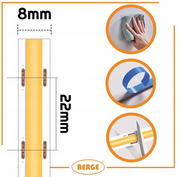 BERGE LED pásek COB Neon 24V - 480D - 9W/m - IP20 - 990lm - 5m - neutrální barva