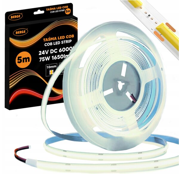 BERGE LED pásek COB Neon 24V - 528D - 15W/m - IP20 - 1650lm - 5m - studená barva
