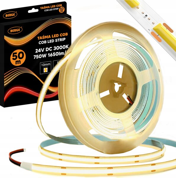 BERGE LED pásek COB Neon 24V - 528D - 15W/m - IP20 - 50m - 1650lm - teplá barva