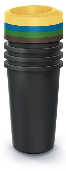 Prosperplast Sada odpadkových košů COMPACTO DROPA 4x 35 L černá