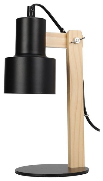 Stolní lampa RHETT světlé dřevo/černý kov