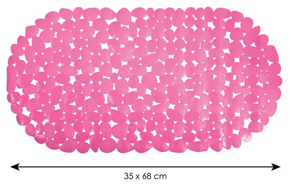 MSV protiskluzová podložka do vany GALETS, růžová, PVC, 35 x 68 cm