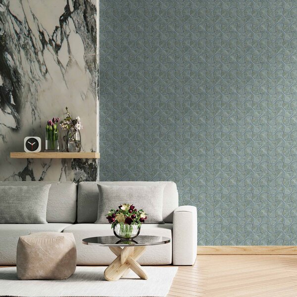 Geometrická vliesová tapeta na zeď, modro-zelená, 23201-6, Omega, AdaWall