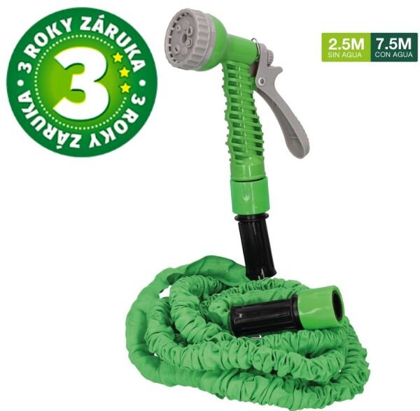 Zahradní hadice Navelis max 7,5m, smršťovací, s pistolí, 7 funkcí kropení, 3 roky záruka