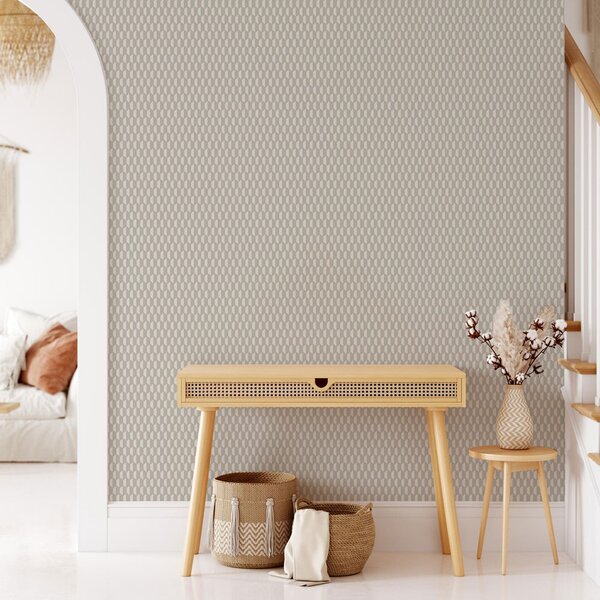 Geometrická vliesová tapeta na zeď, šedo-béžová, imitace látky, 23208-3, Omega, AdaWall