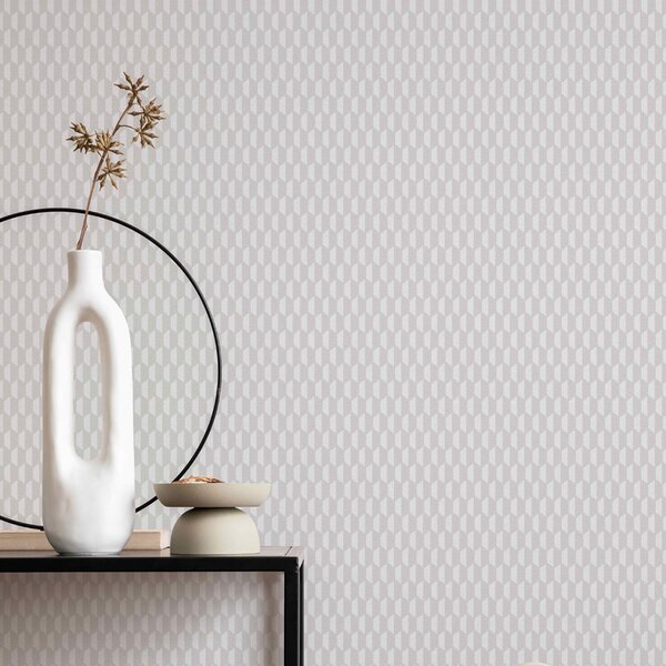 Geometrická vliesová tapeta na zeď, šedo-bílá, imitace látky, 23208-1, Omega, AdaWall