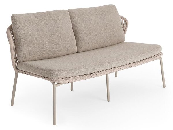 Jati Kebon Pohovka 2-místná Lima, Jati Kebon, 164x81x81 cm, rám hliník barva sand mat, výplet lanko 14 mm barva linen, bez polstrů