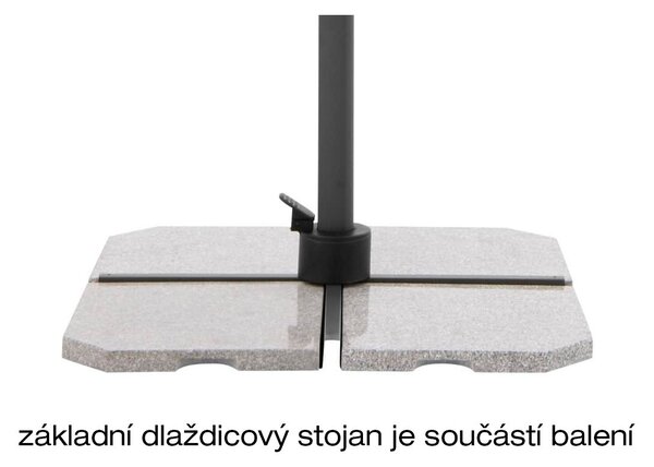 Doppler myZone 220 x 300 cm LED - výkyvný zahradní slunečník s boční tyčí světle šedá