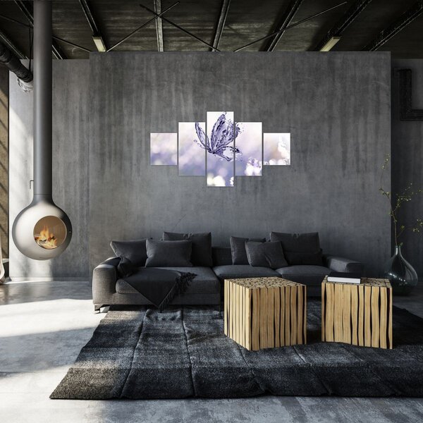 Obraz - Motýl a levandule (125x70 cm)