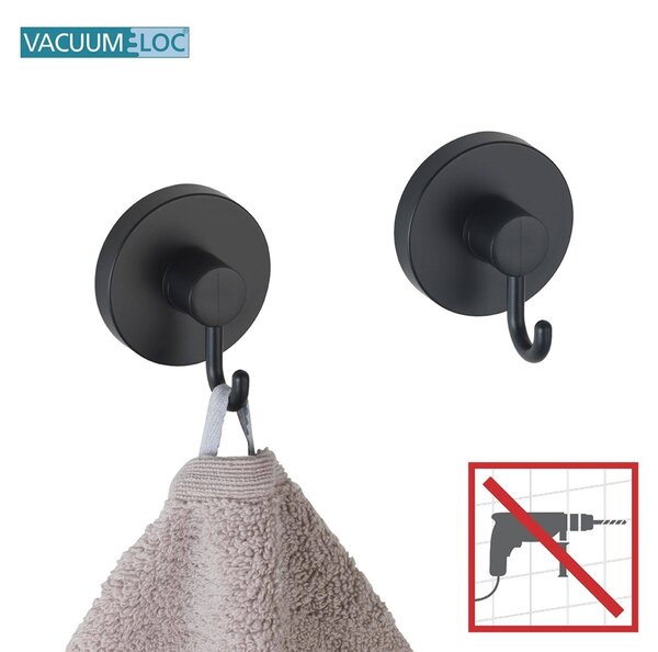 Sada koupelnových háčků, 2 ks, Vacuum-Loc, černé