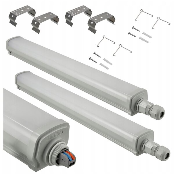 2x Stropní LED svítidlo do garáže 15W 60cm 1800lm hermetické 4000K