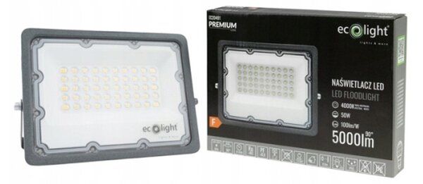 LED reflektor 50W 4000K 5000LM IP65 černý - neutrální bílá