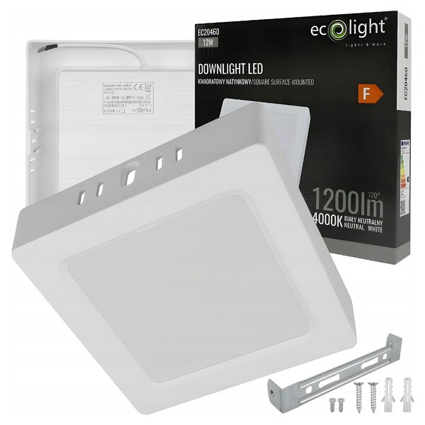 LED stropní svítidlo 12W 1200lm přisazené čtvercové svítidlo 4000K