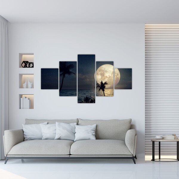 Obraz - Pláž s úplňkem (125x70 cm)