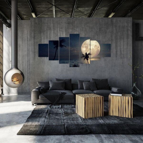 Obraz - Pláž s úplňkem (210x100 cm)