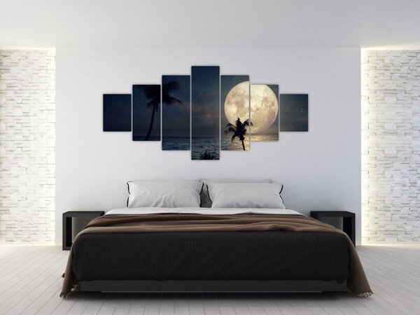 Obraz - Pláž s úplňkem (210x100 cm)