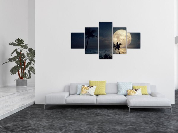 Obraz - Pláž s úplňkem (125x70 cm)