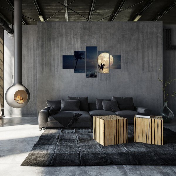 Obraz - Pláž s úplňkem (125x70 cm)