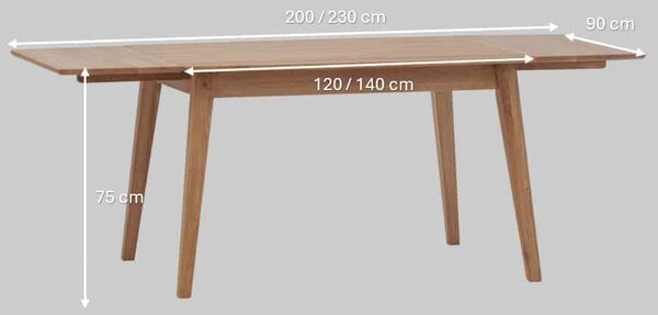 Rozkládací jídelní stůl Urbano z dubu - 1200(2000)x900х22mm
