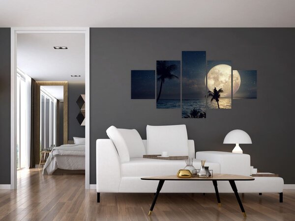 Obraz - Pláž s úplňkem (125x70 cm)