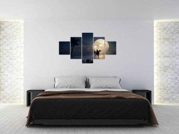 Obraz - Pláž s úplňkem (125x70 cm)