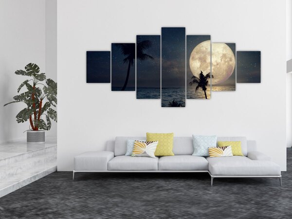 Obraz - Pláž s úplňkem (210x100 cm)
